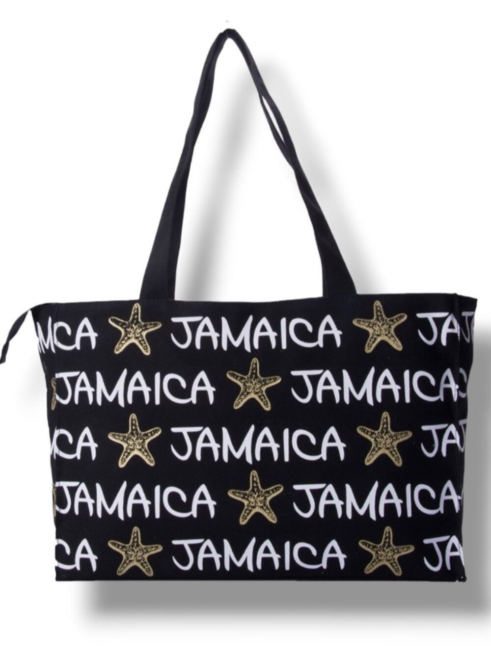 Large Starfish Cotton Canvas Tote Beach Shoulder Bag Black White Gold Robin Ruth